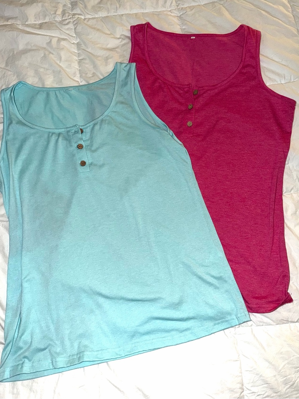 Women’s Scoop Neck Tank Top - Pink and Light Blue L
